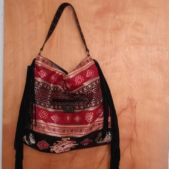 Original Sharif purse tote bag leather fringes NWT